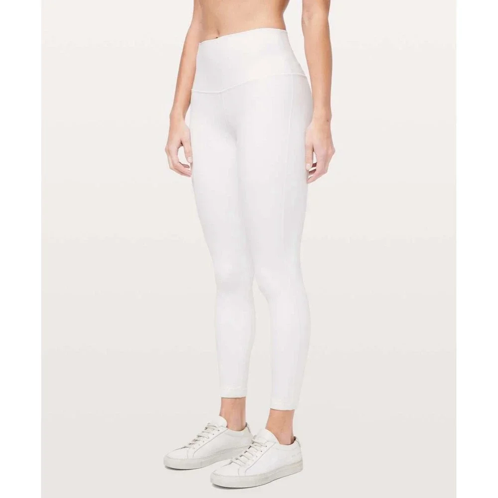 Lululemon Align White Ankle Leggings 25" High Waist Regular Women's Size 8 - Picture 3 of 7